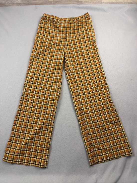 Urban Outfitters Pants - Urban Outfitters Colette Wide Leg Plaid Pants Yellow Brown Size M Pull On
